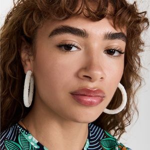 NWT Deepa by Deepa Gurnani Ivory Zaria Beaded Hoop Earrings